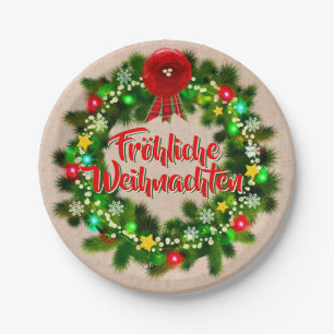 Fröhliche Weihnachten Kerstkerst 7" Papieren Bordje