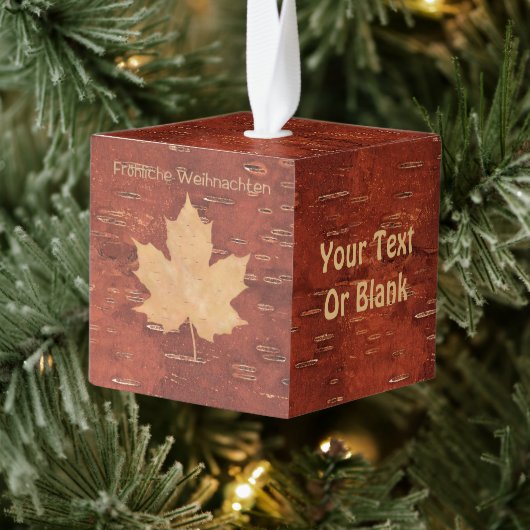 Fröhliche Weihnachten - Maple Leaf Kubus Ornament (Boom)