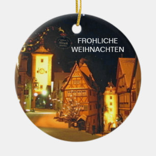 FROHLICHE WEIHNACHTEN (MERRY CHRISTMAS) KERAMISCH ORNAMENT