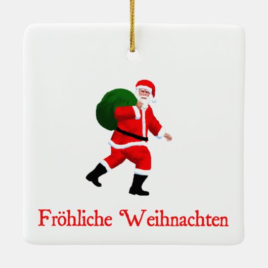 Frohliche Weihnachten - Santa Claus Keramisch Ornament (Achterkant)