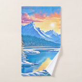 Froid Lake Sunset Art (Serviette à main)