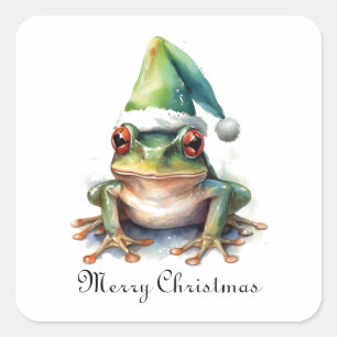 Frolic Christmas Frog, op maat Vierkante Sticker