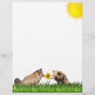 Frolicking Red Foxes avec la papeterie tournesol