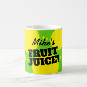 Frolijke fruitsap koffiemok met eigen naam