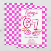 From 6 to 7 Meme Birthday Invitation Checkerboard (Devant / Derrière)