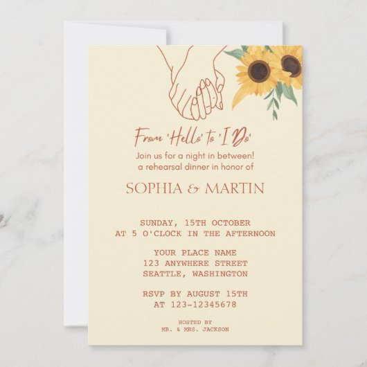 From ‘Hello’ to ‘I Do’ Rehearsal Dinner Invitation (Devant)