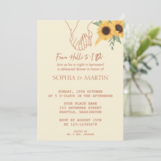 From ‘Hello’ to ‘I Do’ Rehearsal Dinner Invitation (Debout devant)