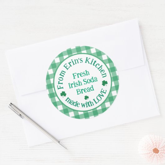 From NAME Kitchen with Love Irish Green Check Ronde Sticker (Envelop)