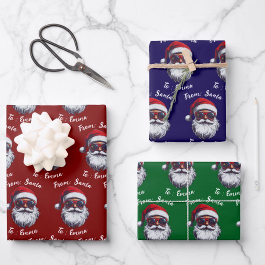 From Santa Claus Gift Wrap, Custom Santa Name Inpakpapier Vel (Voorkant)