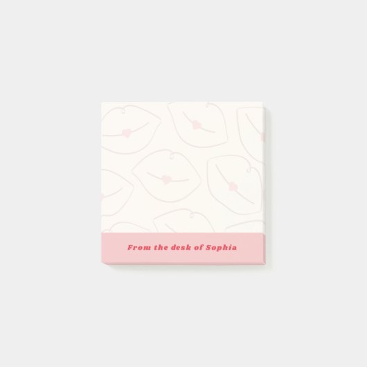From The Desk Of Custom Name Lips Pattern Pink Post-it® Notes (Voorkant)