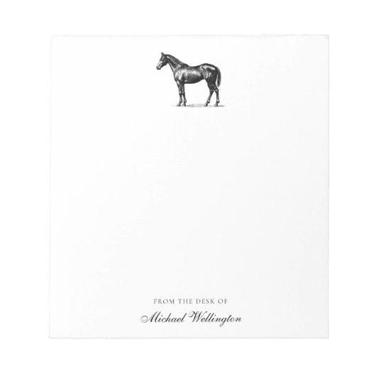 From The Desk Of | Elegant Horse Equestrian Name Notitieblok (Voorkant)