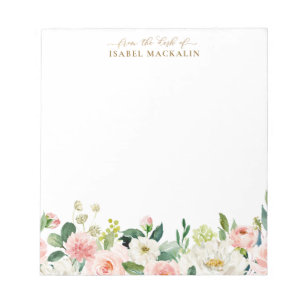 From The Desk Of Pink Watercolor Floral Botanical Notitieblok