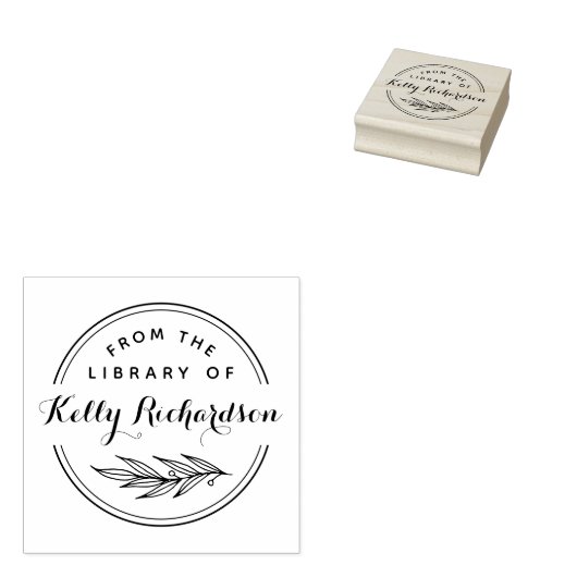 From the Library Of | Hand Drawn Branch & Script Rubberstempel (Gestempeld)