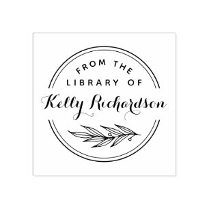 From the Library Of Hand Drawn Branch & Script Rubberstempel