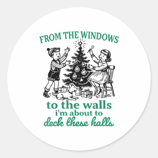 From The Windows To The Walls Funny Christmas Tree Ronde Sticker (Voorkant)