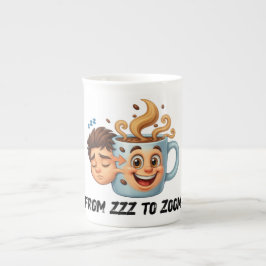 From Zzz to Zoom" T-Shirt - Coffee Mug Face  Porselein Kop