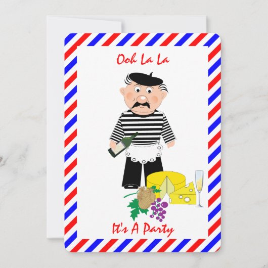 Fromage Et Vin Français Thème Fun Party Invitation (Devant)