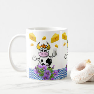 Fromage Plaid Bleu Vache Mug Floral