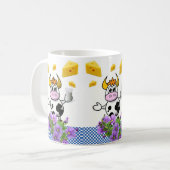 Fromage Plaid Bleu Vache Mug Floral (Devant gauche)