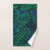 Frondes tropicales bleues et vertes de paume sur (Serviette à main)