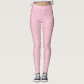Front and back views of pink plaid leggings worn  (Devant)