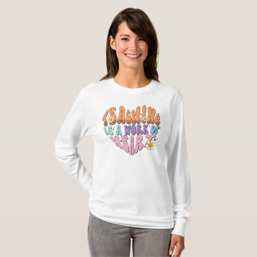 Front-back design dubbelzijdig voorschoolse leerkr t-shirt (Voorkant volledig)