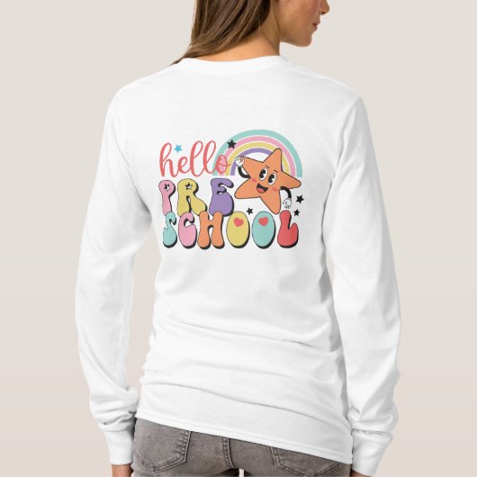 Front-back design dubbelzijdig voorschoolse leerkr t-shirt (Achterkant)