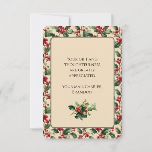 Front Door Mailbox Postbode Carrier Dank u kaart (Achterkant)