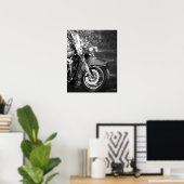 Front-end zwart-wit motorfiets 16x20 poster (Thuiskantoor)