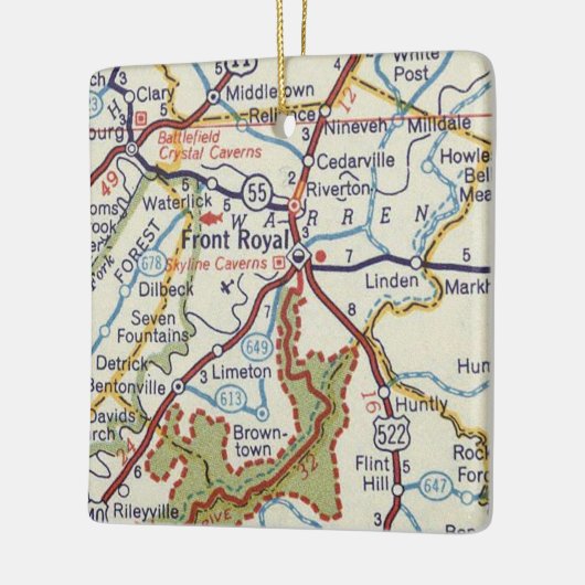 Front Royal VA Map Keramisch Ornament (Links)