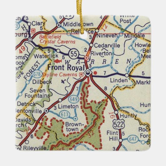 Front Royal VA  Map Keramisch Ornament (Voorkant)