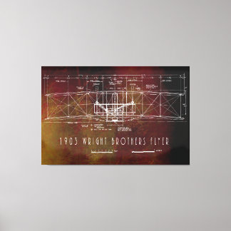 Front Uitzicht blauwdruk eerste bemande vlucht Vli Canvas Afdruk