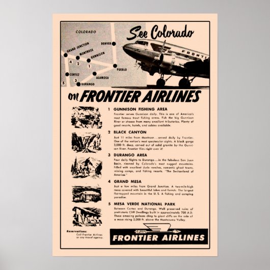 Frontier Airlines en repressie 1950 Poster (Voorkant)