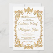 Frontière blanche et or Faire-part de mariage isla (Devant)