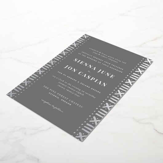 Frontière de boudcloth Boho Grey Invitation à l'hu (Rotation)