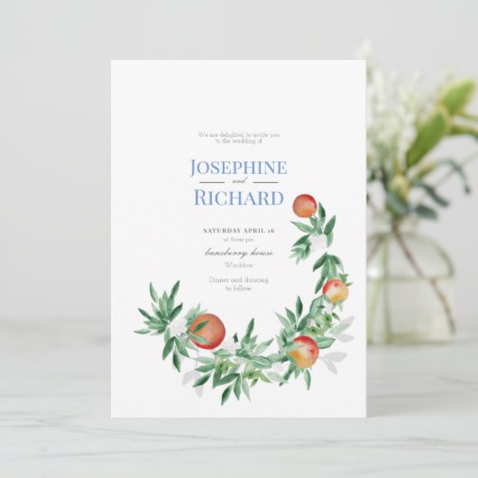 Frontière de fruits d'été, faire-part de mariage (Debout devant)