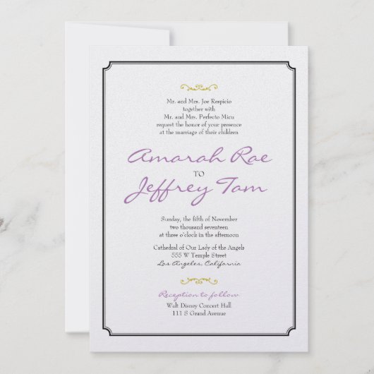 Frontière élégante de faire-part de mariage (Devant)