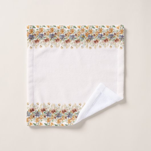 Frontière fleur sauvage d'automne (Gant de toilette)
