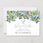 Frontière florale bleue Faire-part de mariage magn (Recto)