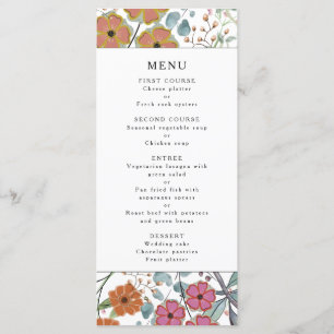 Frontière florale de fleurs sauvages menu Mariage