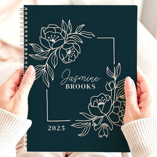 Frontière florale sarcelle 2025 Nom personnalisé