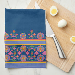 Frontière Motif Rangoli Floral, Serviette Cuisine 