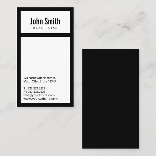 Frontière noire moderne Carte de visite de beauté (Devant / Derrière)