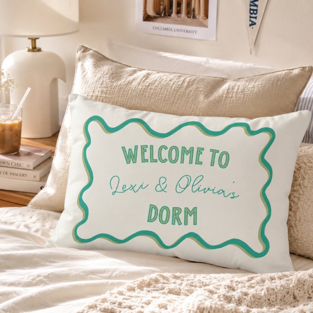 Frontière ondulée ludique Coussin de chambre unive (Playful Wavy Border College Roommate Dorm Accent Pillow)