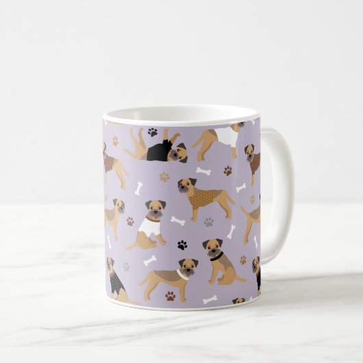 Frontière Os de Terrier et pattes de café Mug (Devant droit)