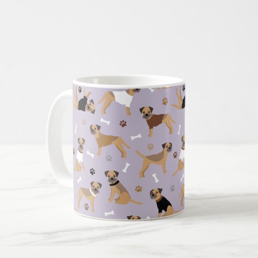 Frontière Os de Terrier et pattes de café Mug (Devant gauche)