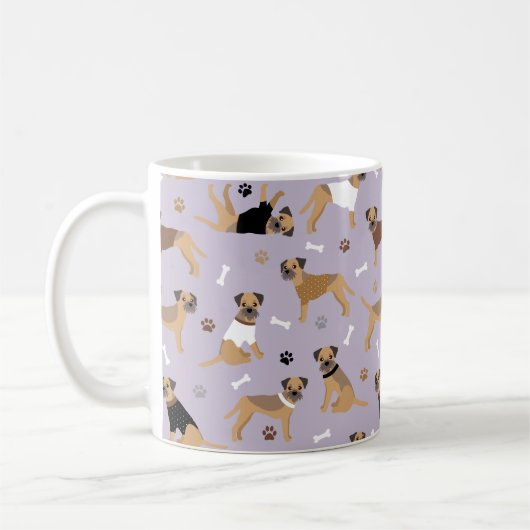 Frontière Os de Terrier et pattes de café Mug (Gauche)
