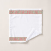 Frontière principale grecque de rose et de vert (Gant de toilette)