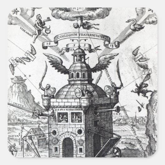 Frontispiece "Collegium Fama Fraternitatis" Vierkante Sticker (Voorkant)
