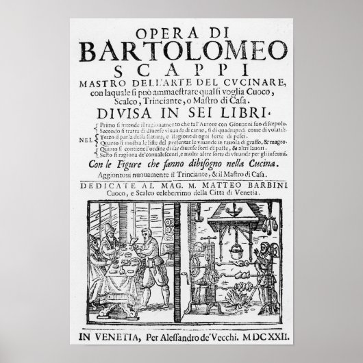 Frontispiece to cook book of Bartolomeo Scappi Poster (Voorkant)